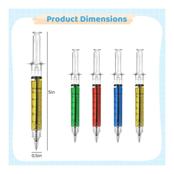 4 Piece Set Of Sy-ringe Nurse, Doctor Medical Funny Christmas Gift Pens - Picture 2 of 16